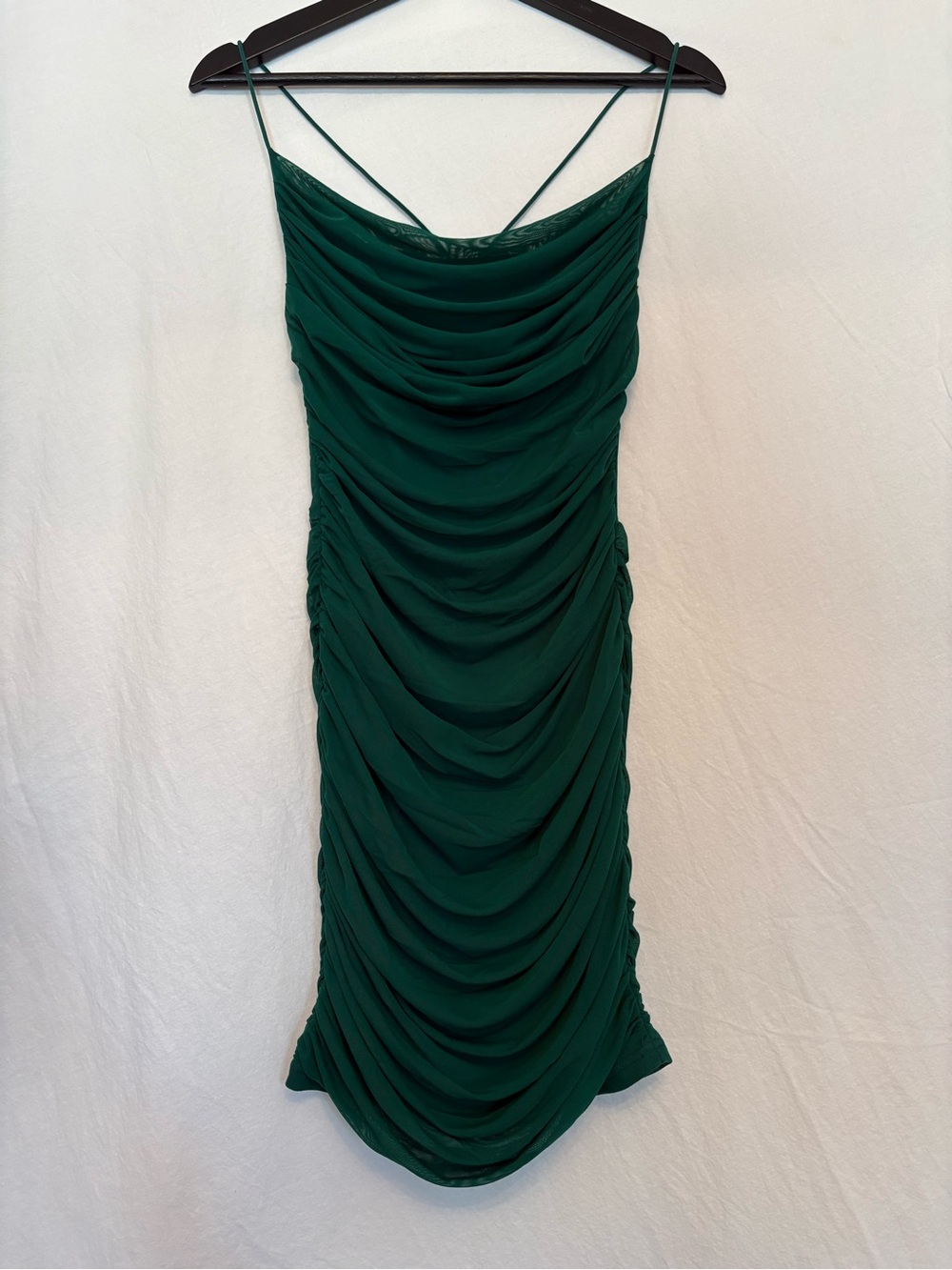 Emerald Green Ruched Slip Dress